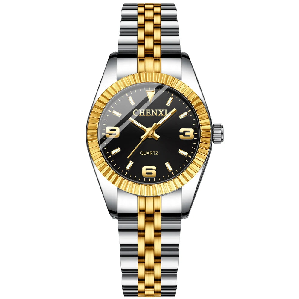 CHENXI Super Hot Sale Luxury Women's Watch Quartz Golden Stainless Steel Small Dial Charm Dress Trendy Wristwatch for Fashion La